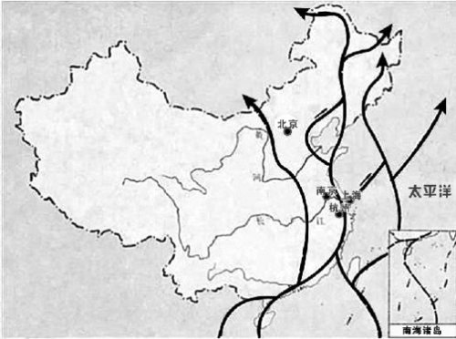 候鳥南北遷徙路線路。陳海偉制圖。